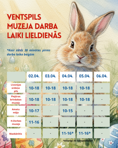 Ventspils muzeja darba laiki Lieldienās