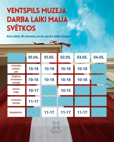 Ventspils Muzeja darba laiki Maija svētkos